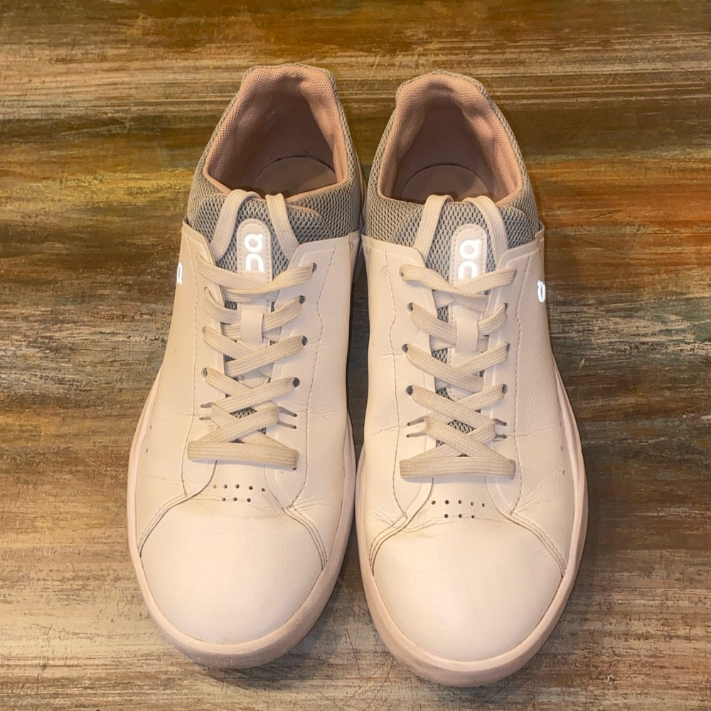 On Running Women’s-The Roger, Cream and Gray Athletic Sneakers